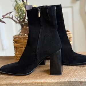 Sam Edelman Black Suede Block Heel Boots